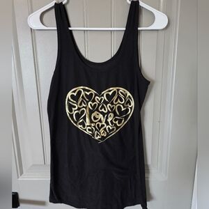 No Boundaries Womans Large Black Casual Tank Top With Gold Heart